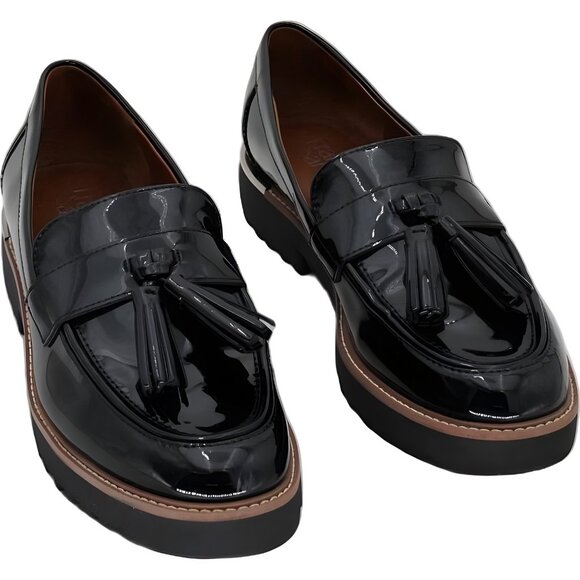 Franco Sarto Shoes - Franco Sarto Carolynn Lug Sole Tassel Loafers Black Patent US 8M